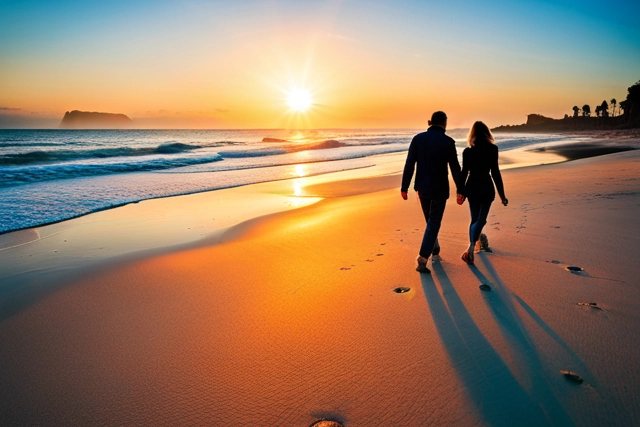 Couple walking on the beach in Los Angeles, seeking therapy for anxious attachment styles