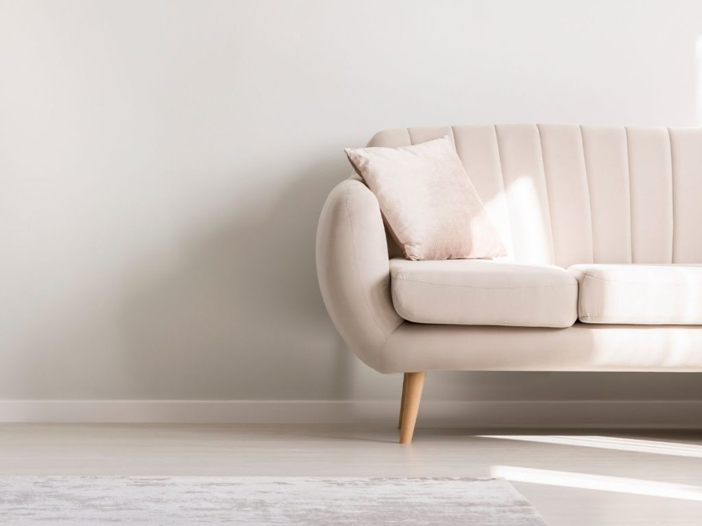 Couch in a holistic therapy office in Los Angeles.